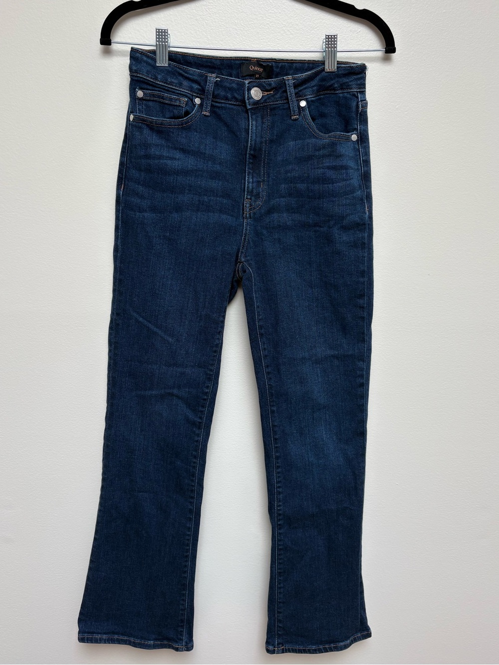 Quince Bella Stretch Kick Flare Jeans Size 27 Blue High Rise